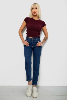 Джинси жіночі однотонні прямі, колір темно-синій, 244RM054