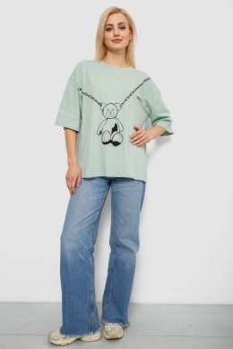 Футболка жіноча з принтом, колір оливковий, 244R2016