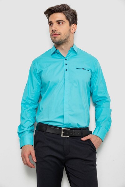 Рубашка мужская  -уценка, цвет бирюзовый, 214R7114-U