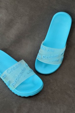 Шльопанці жіночі з аплікацією, колір блакитний, 243R5030-213A