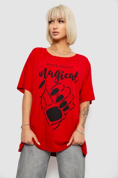 Футболка жіноча з принтом, колір червоний, 244R6005-1