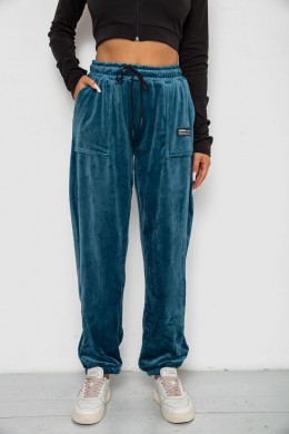 Спортивні штани велюрові жіночі на флісі, колір смарагдовий, 238R58645