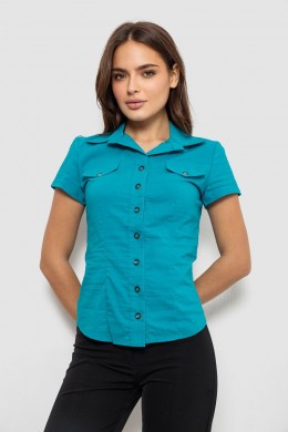 Рубашка женская однотонная, цвет бирюзовый, 230R068-1
