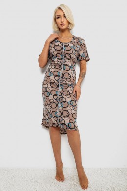 Халат женский на молнии с принтом, цвет мокко, 257R1030