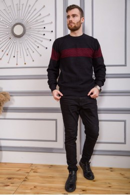 Свитер мужской, цвет черно-бордовый, 161R730