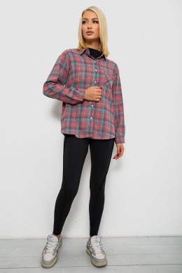 Рубашка женская в клетку, цвет пудровый, 244R1070-1