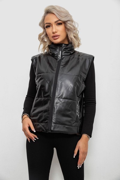Жилет женский демисезонный экокожа, цвет черный, 257R98-1