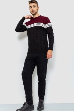 Свитер мужской, цвет черно-бордовый, 161R884