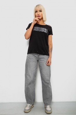 Футболка женская с принтом, цвет черный, 244R2232