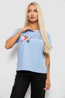 Футболка женская с принтом, цвет голубой, 221R5066