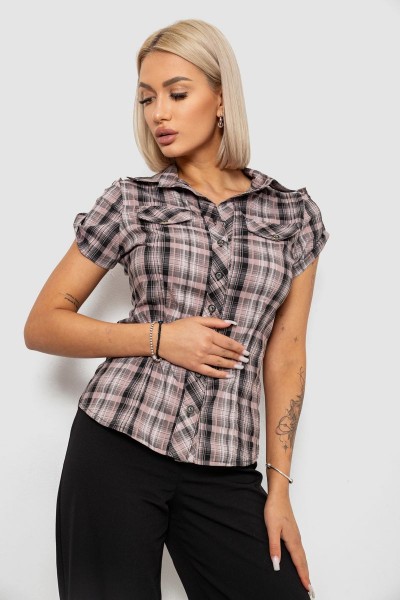 Сорочка жіноча в клітинку, колір темно-пудровий, 230R065