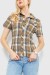 Рубашка женская в клетку, цвет коричнево-серый, 230R061-11 Рубашка женская в клетку, цвет коричнево-серый, 230R061-11