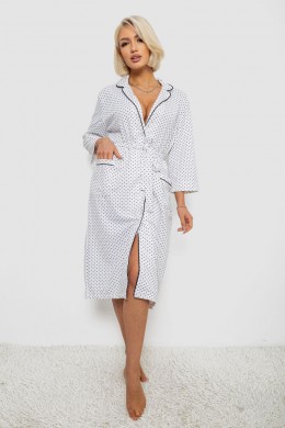 Халат жіночий домашній в горошок, колір білий, 257R334