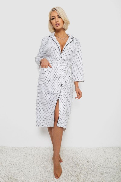 Халат жіночий домашній в горошок, колір білий, 257R334