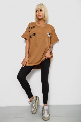 Футболка женская с принтом, цвет коричневый, 244R2511