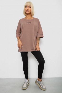 Футболка женская с принтом, цвет мокко, 244R2019