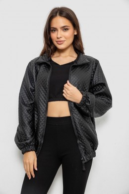 Бомбер женский с принтом, цвет черный, 257R72-2