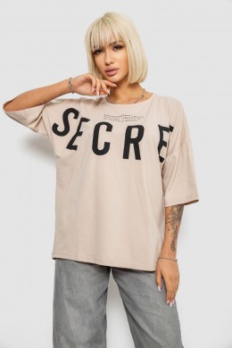 Футболка женская с принтом, цвет светло-бежевый, 244R3008-1