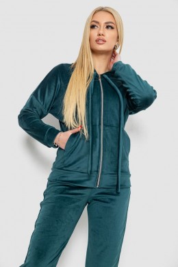 Спортивный костюм женский велюровый, цвет темно-зеленый, 177R018