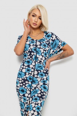 Халат жіночий на блискавці з принтом, колір блакитний, 257R1030-2