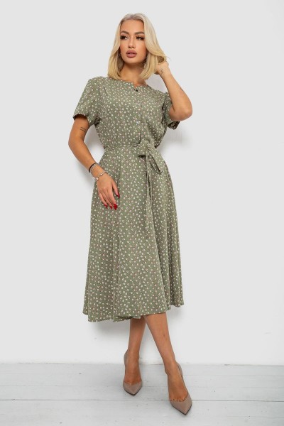 Платье софт с принтом, цвет оливковый, 230R1111