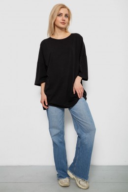 Футболка женская однотонная, цвет черный, 244R3018