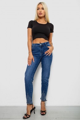 Джинси жіночі однотонні Skinny, колір синій, 244R7217