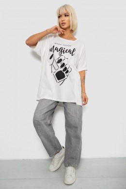 Футболка женская с принтом, цвет молочный, 244R6005-1