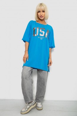 Футболка жіноча з принтом, колір блакитний, 244R2022-5