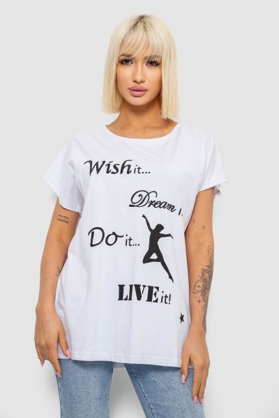 Футболка женская с принтом, цвет белый, 244R3004