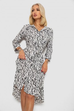 Платье софт на пуговицах с принтом, цвет белый, 230R117