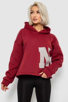 Худи женский с капюшоном на флисе, цвет бордовый, 257R335