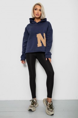 Худи женский с капюшоном на флисе, цвет синий, 257R335