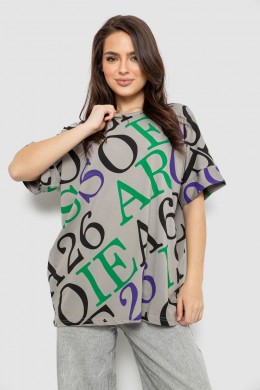 Футболка женская с принтом, цвет серый, 244R4002-1