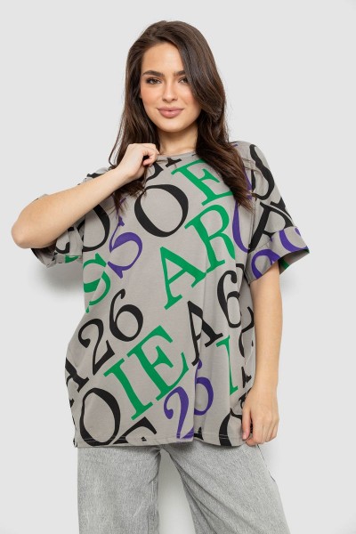 Футболка женская с принтом, цвет серый, 244R4002-1