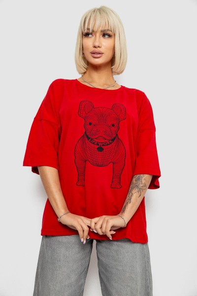 Футболка жіноча з принтом, колір червоний, 244R3008