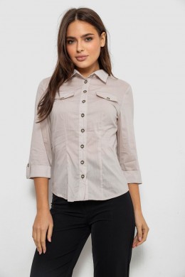 Сорочка жіноча однотонна, колір світло-бежевий, 230R068-6