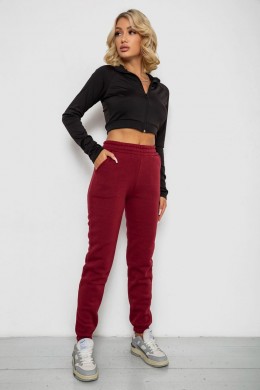 Спортивні штани жіночі на флісі, колір бордовий, 238R58600