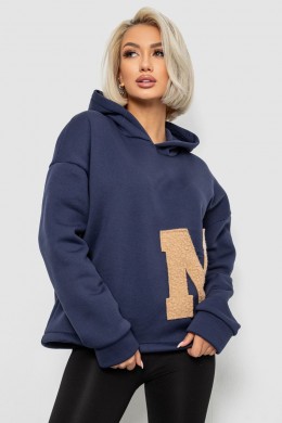 Худи женский с капюшоном на флисе, цвет синий, 257R335
