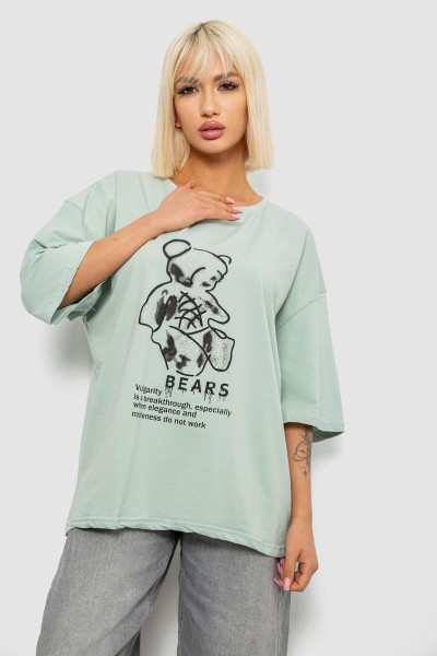 Футболка жіноча з принтом, колір оливковий, 244R2029-5