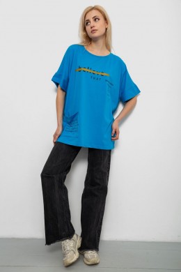 Футболка женская с принтом, цвет бирюзовый, 244R4020