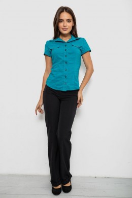 Рубашка женская однотонная, цвет бирюзовый, 230R068-1