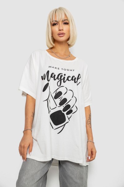 Футболка женская с принтом, цвет молочный, 244R6005-1