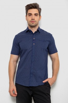Рубашка мужская с принтом, цвет темно-синий, 214R7018