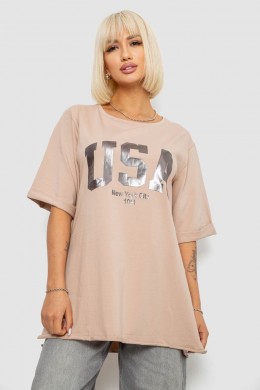Футболка женская с принтом, цвет бежевый, 244R2022-5