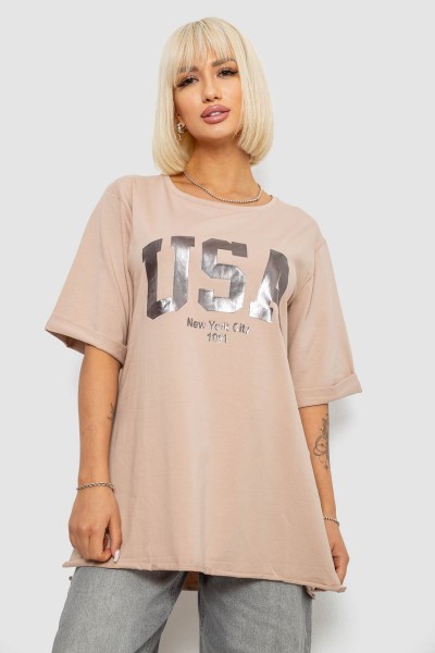 Футболка жіноча з принтом, колір бежевий, 244R2022-5