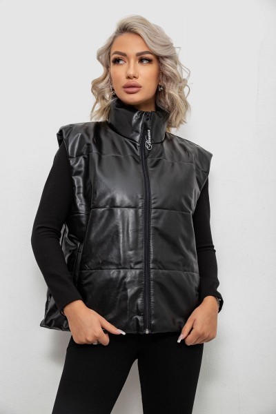 Жилет женский демисезонный экокожа, цвет черный, 257R98-2