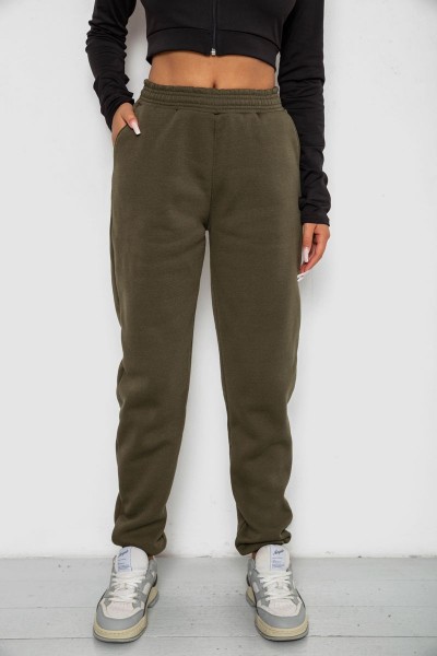 Спортивні штани жіночі на флісі, колір хакі, 238R57828