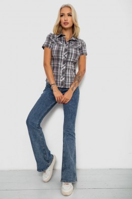Рубашка женская в клетку, цвет серый, 230R061-12