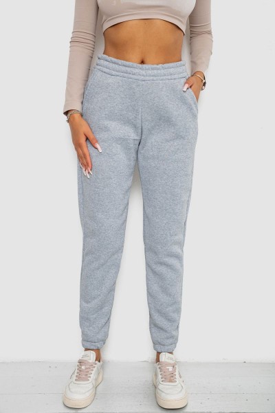 Спортивні штани жіночі на флісі, колір світло-сірий, 238R57828-1